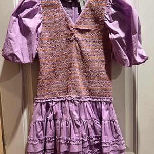 Karlie poplin contrast stitch lavender dress new with tag size large
